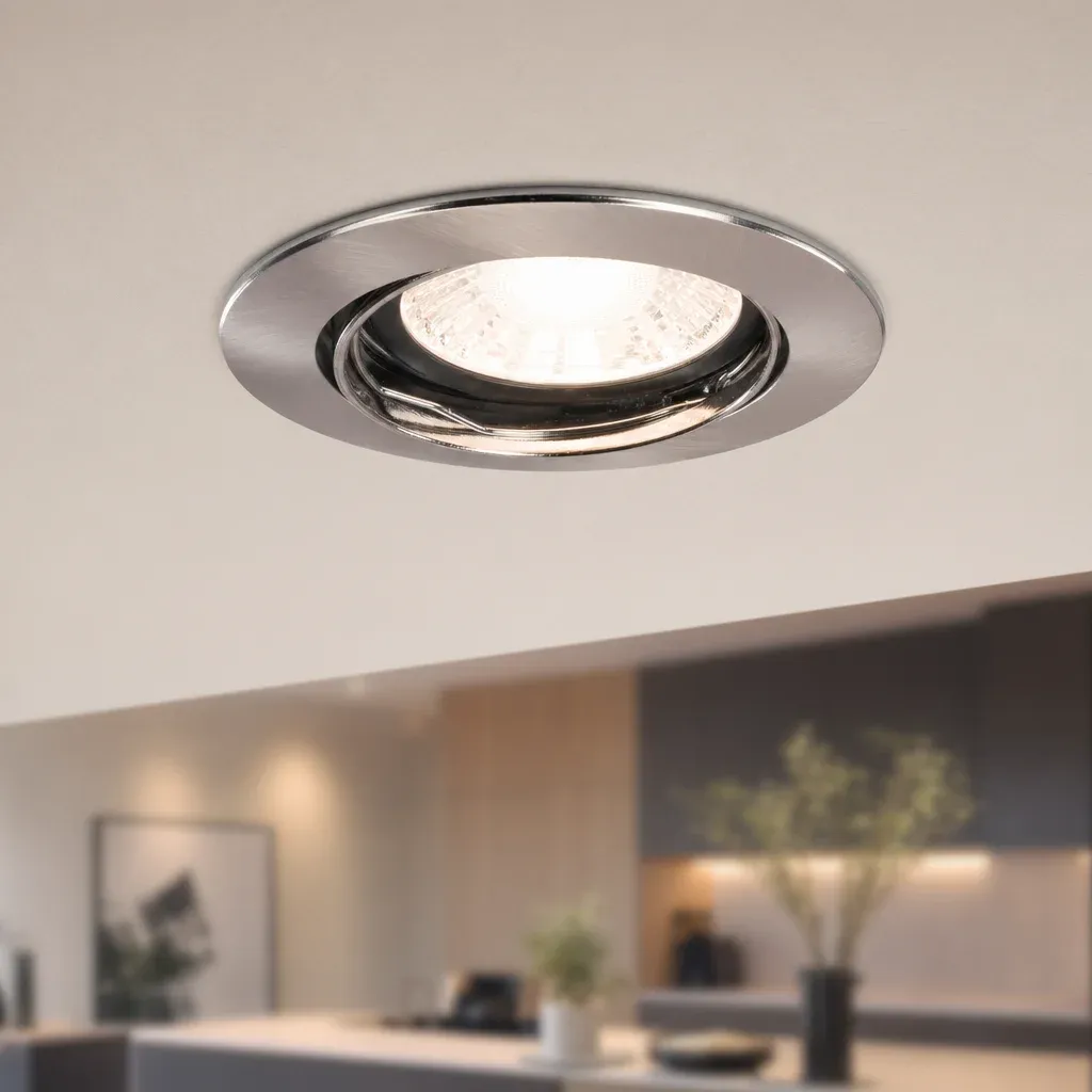 LED GU10 Inbouwspot Armatuur, Rond, Kantelbaar, IP20, Satijn Nikkel