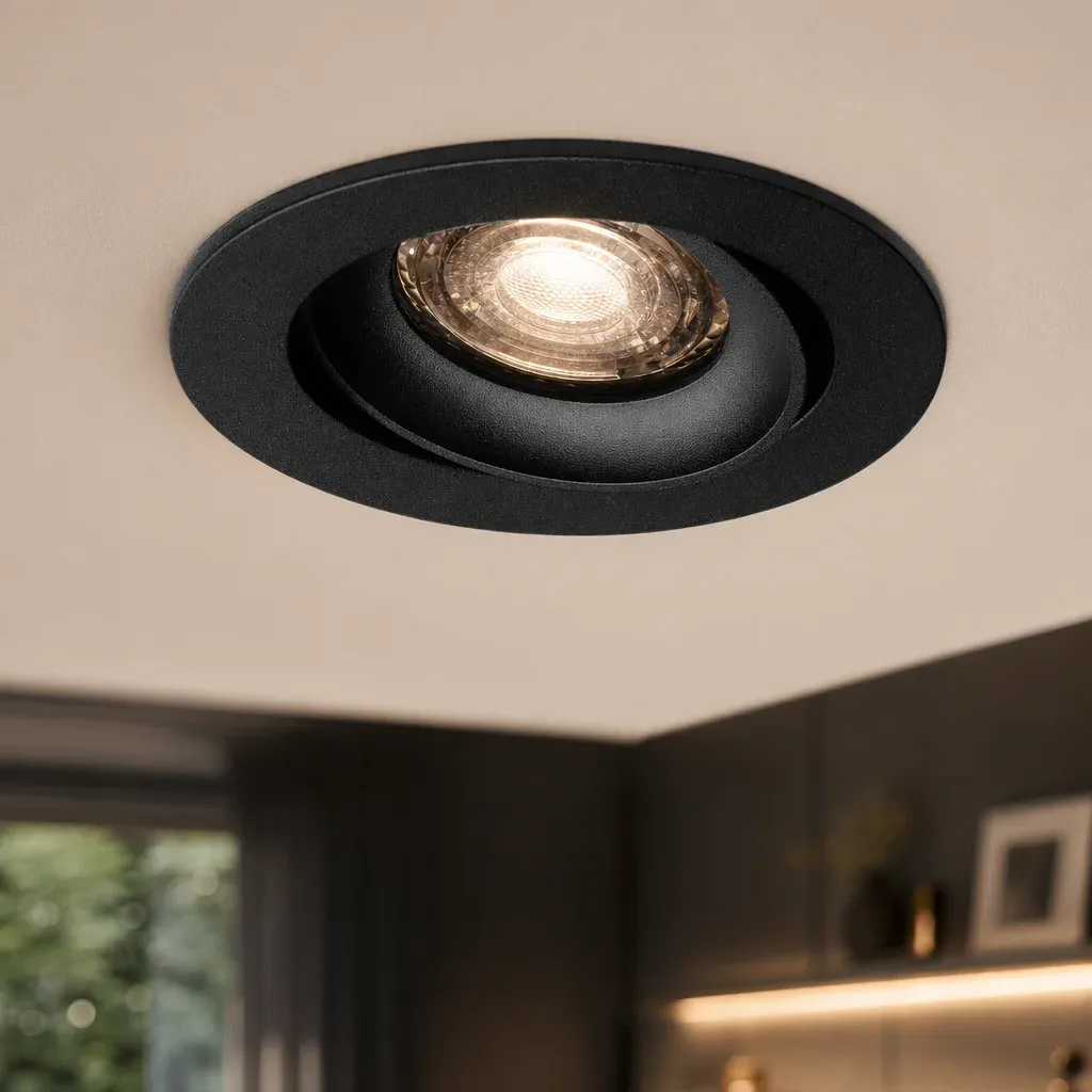 LED GU10 Inbouwspot Armatuur, Rond, Kantelbaar, IP20, Mat Zwart