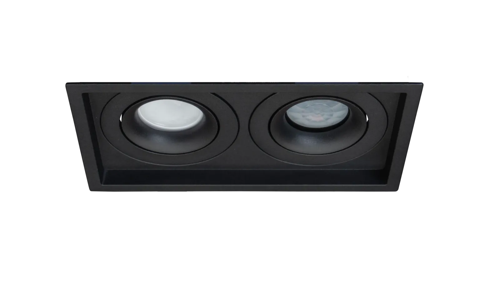 LED GU10 Inbouwspot Armatuur, Dubbel Vierkant, Mat Zwart