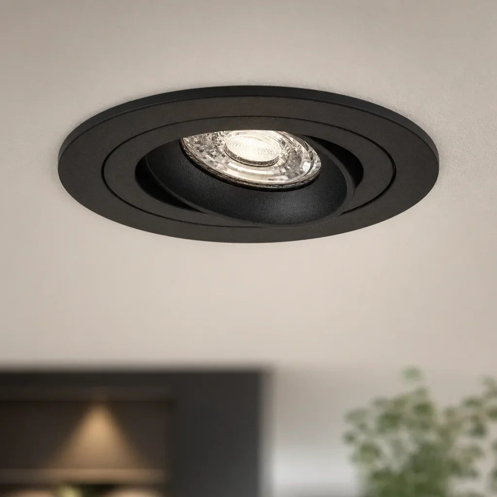 LED GU10 Inbouwspot Armatuur, Rond, Kantelbaar, IP20, Mat Zwart