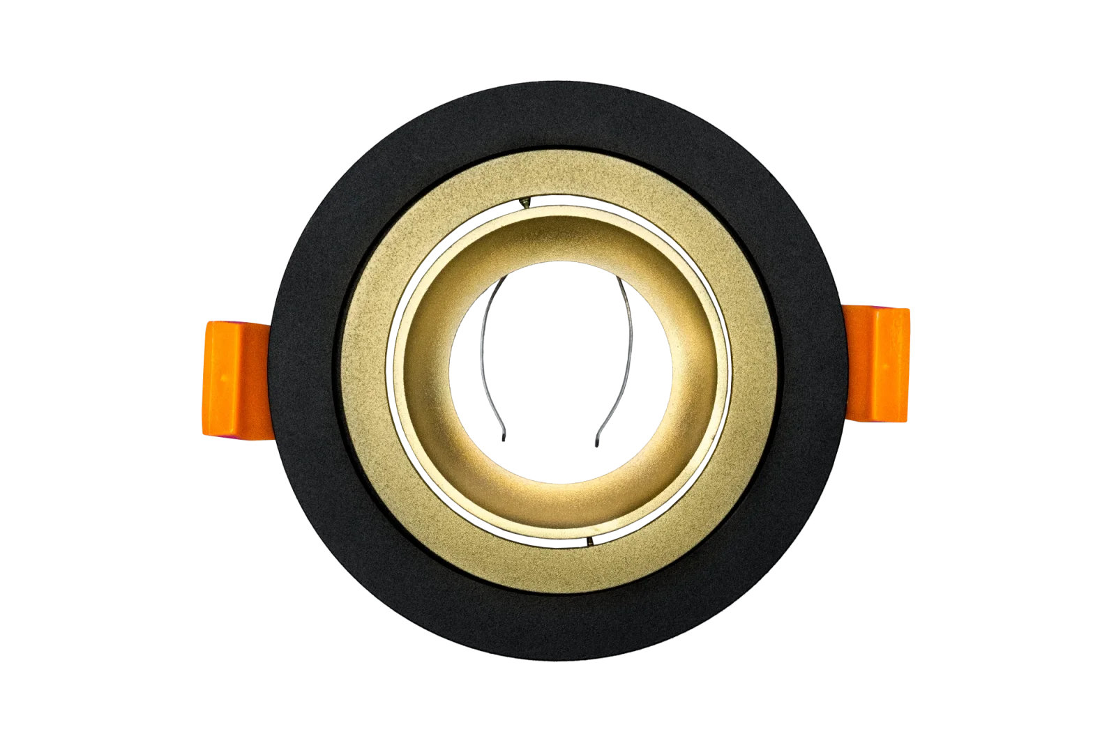 LED GU10 Inbouwspot Armatuur, Rond, Kantelbaar, IP20, Mat Zwart + Goud