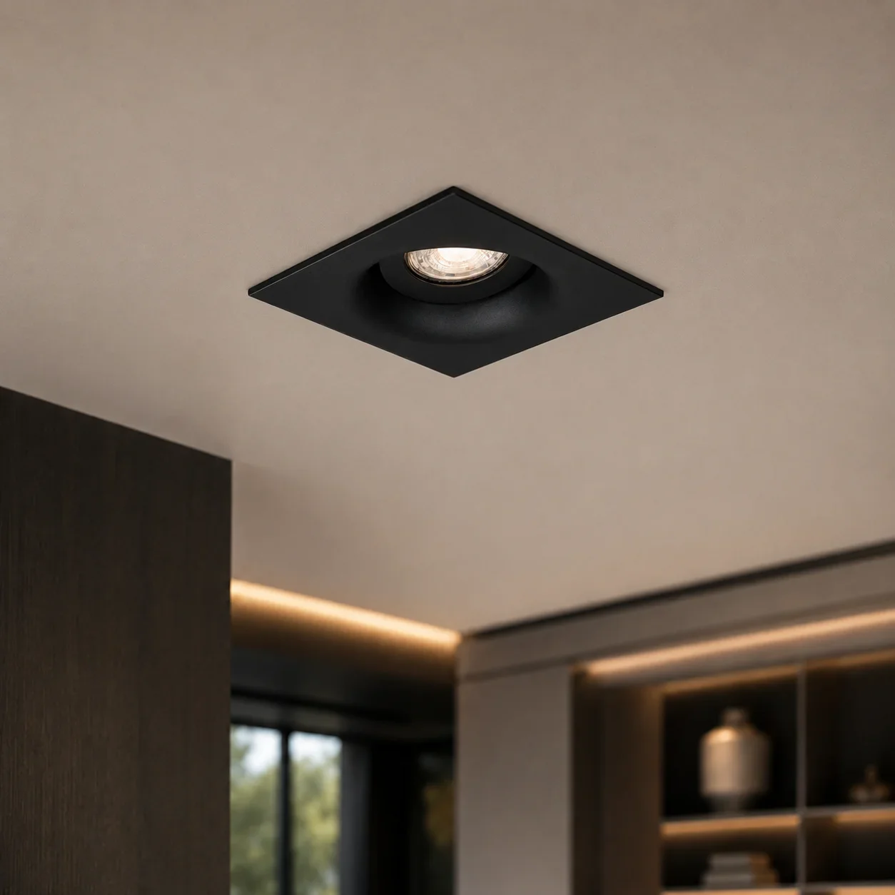 LED GU10 Inbouwspot Armatuur, Vierkant, Kantelbaar, IP20, Mat Zwart