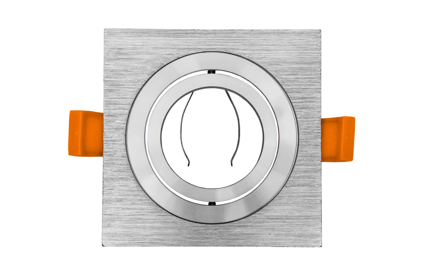 LED GU10 Inbouwspot Armatuur, Vierkant, Kantelbaar, IP20, Geborsteld Aluminium + Zilver