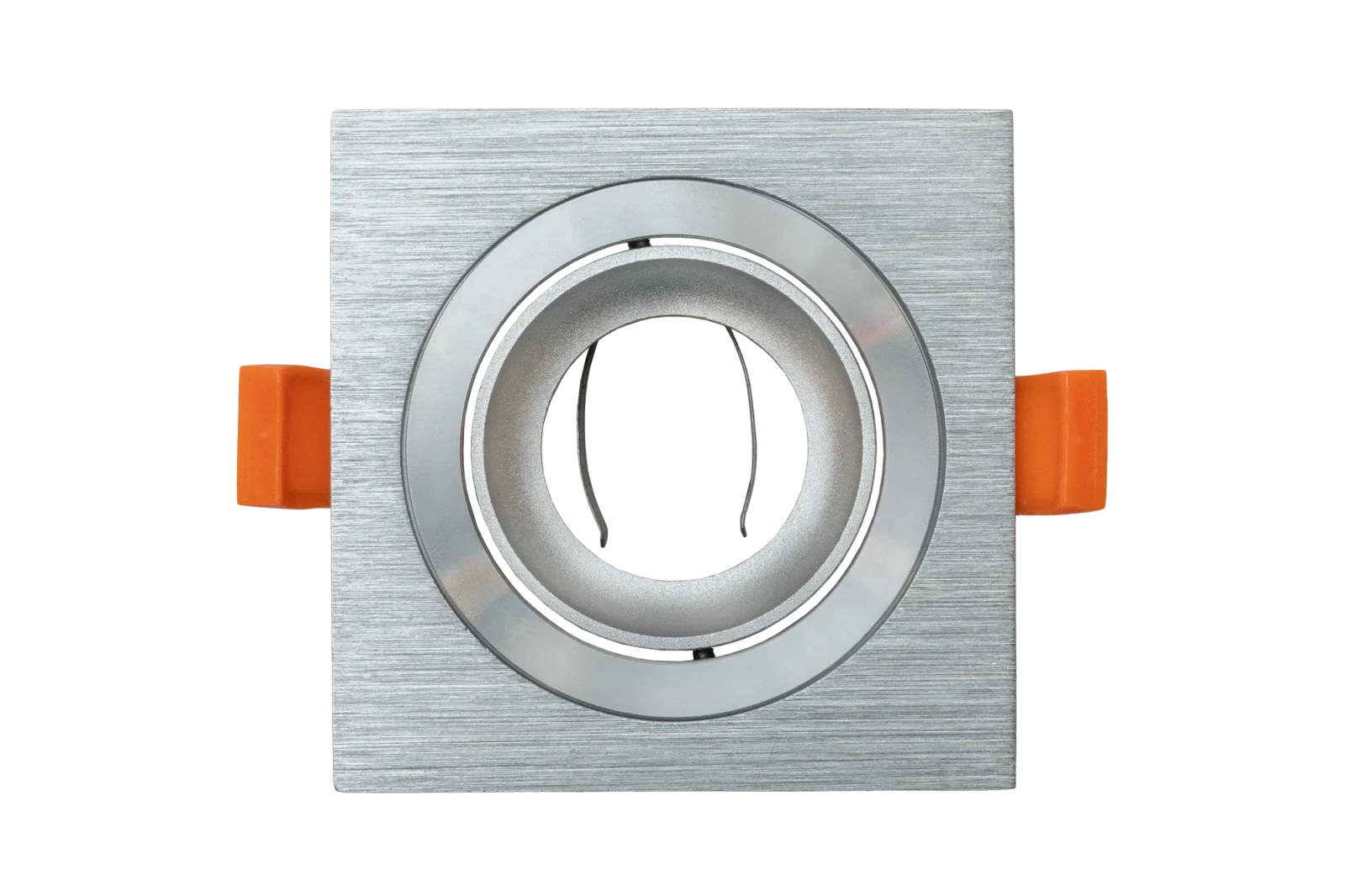 LED GU10 Inbouwspot Armatuur, Vierkant, Kantelbaar, IP20, Geborsteld Aluminium + Zilver