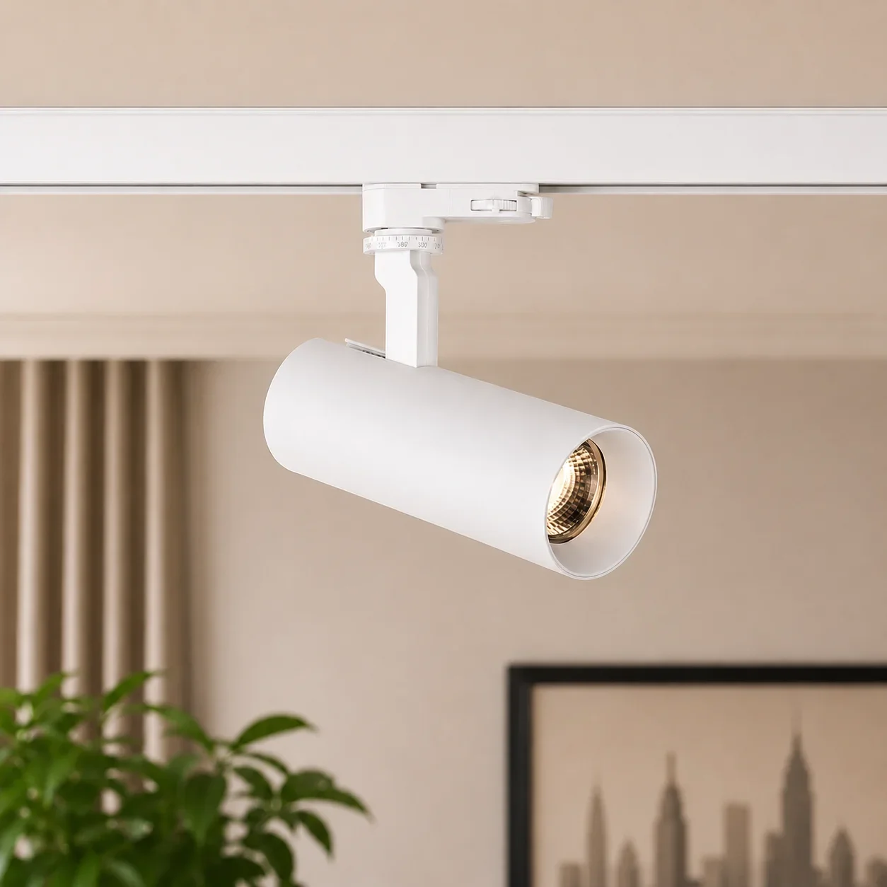LED Trackspot, 15W, 2700K Warm Wit, Dimbaar, Wit, Goud