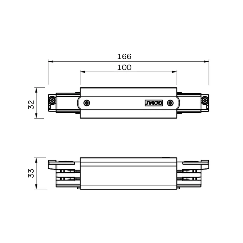 3-Fase Rails Middenvoeding, Zwart