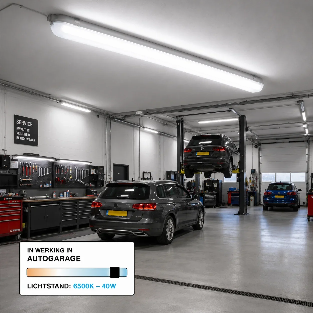 LED Waterdicht Armatuur Pro+, 150 cm, 29W, CCT, IP65, Noodunit