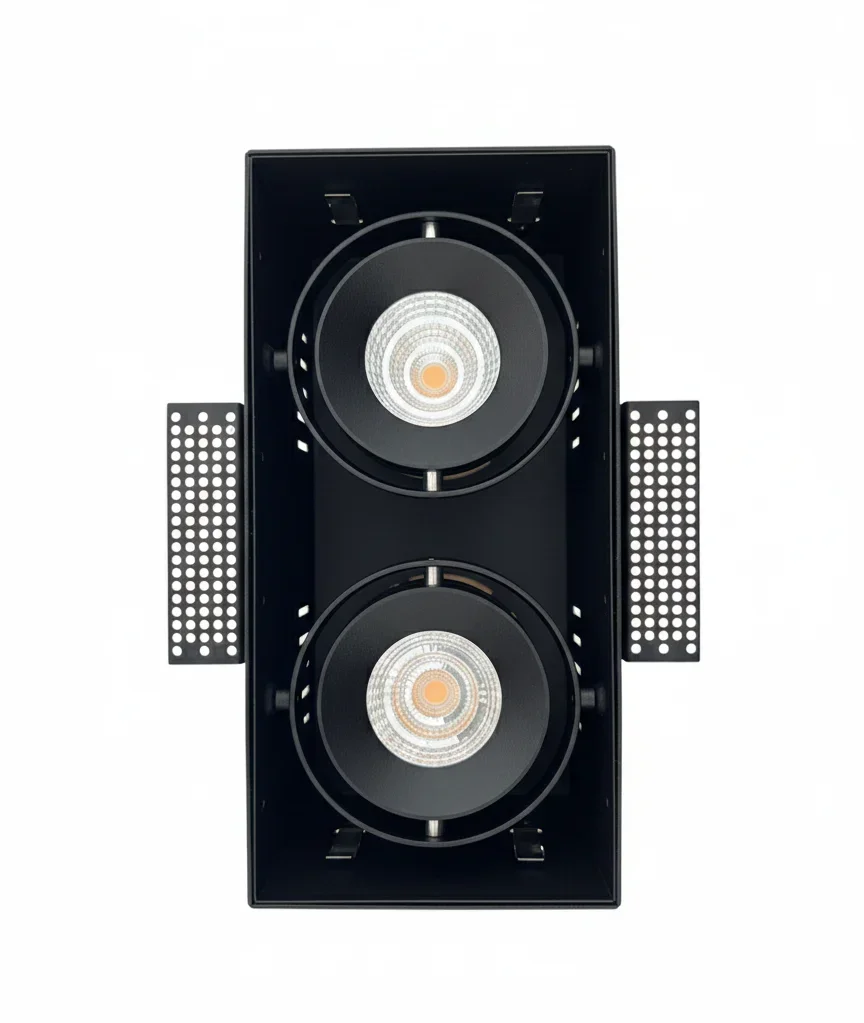 LED Inbouw Trimless Downlight, 2x15W, 2700K, Zwart
