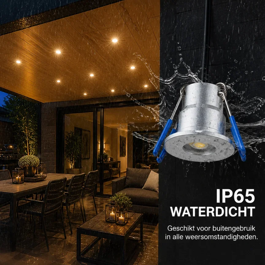 LED Verandaspot Set, 10x3W, CCT, IP65, Dimbaar, Aluminium, Inclusief Trafo