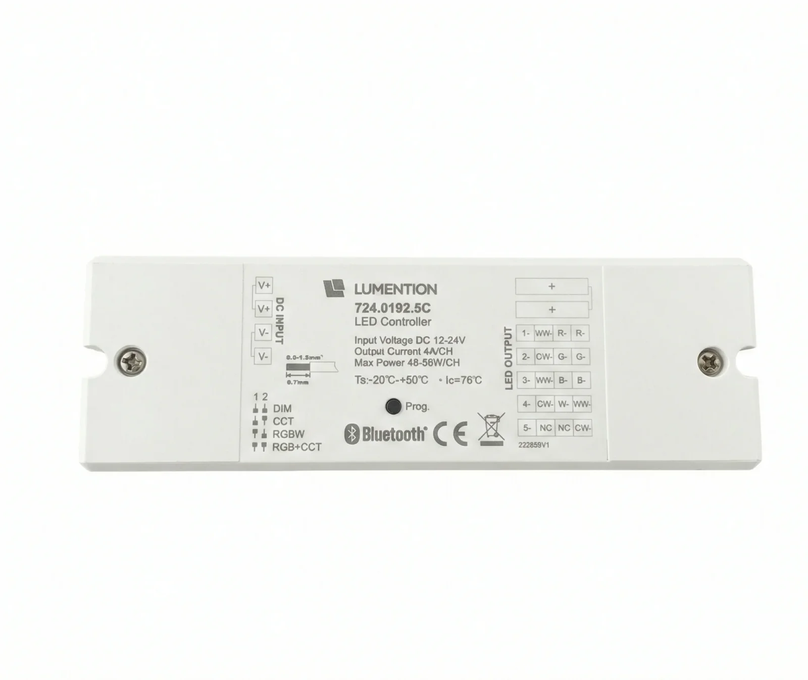 5-in-1 RF Bluetooth LED Controller, 12-24V, 5x4A, 240/480W