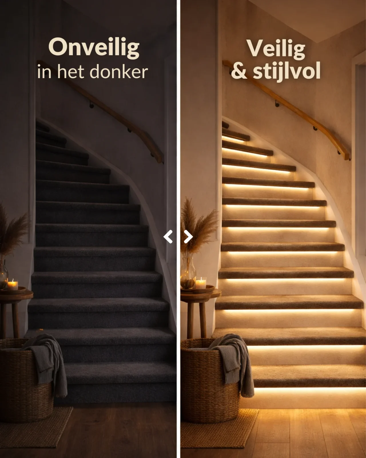 LED Trapverlichting met sensor, 16 Stappen, 3000K - trapset