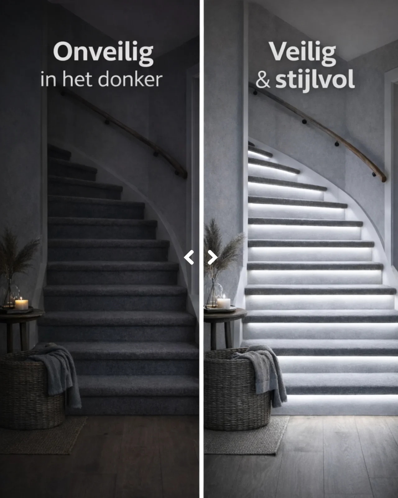LED Trapverlichting met sensor, 16 Stappen, 4000K - trapset