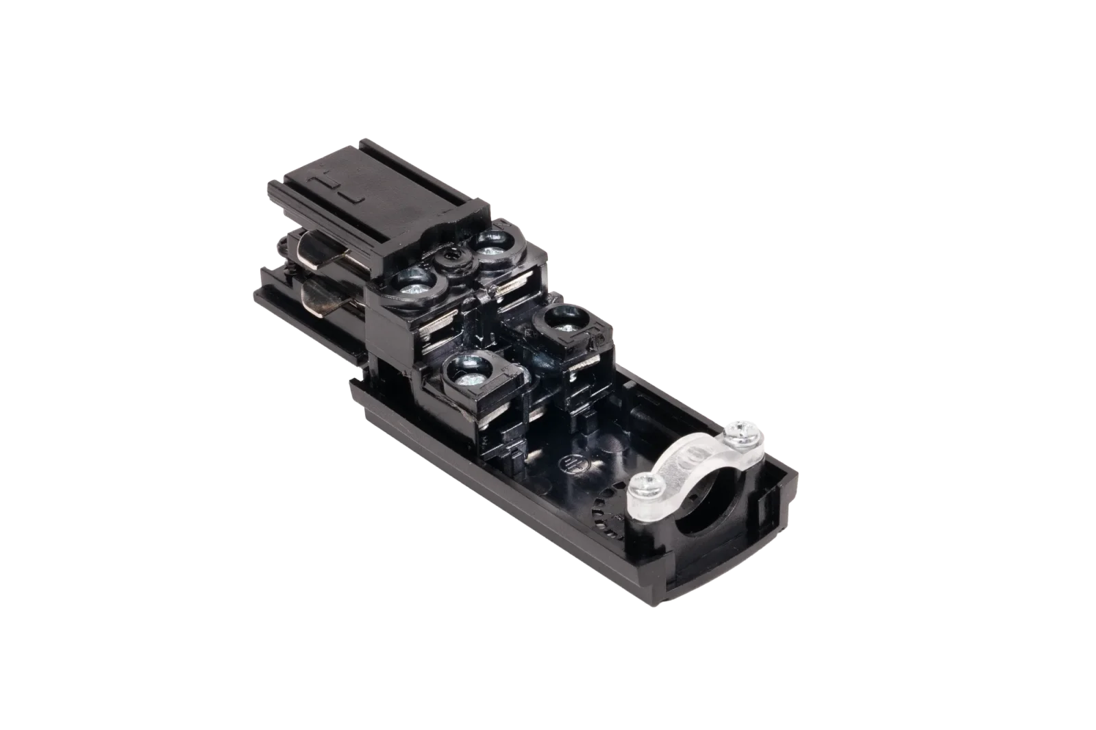 3-fase spanningsrail voedingsconnector, Links, Zwart