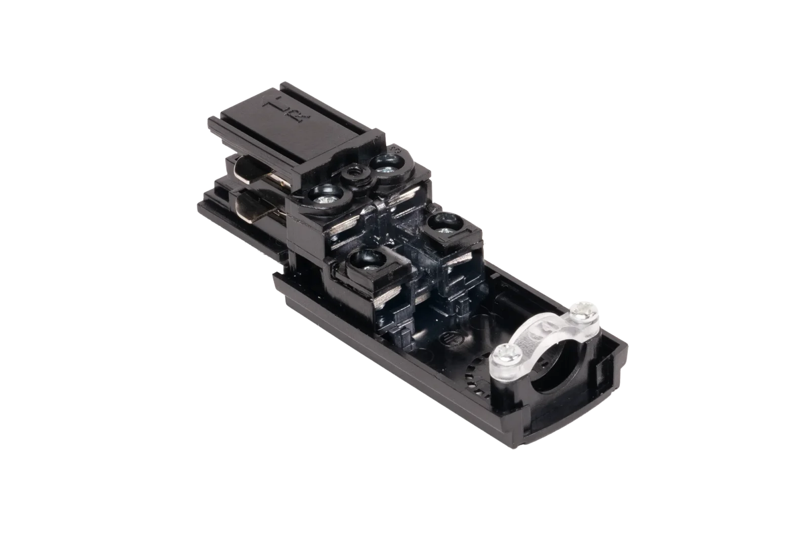 3-fase spanningsrail voedingsconnector, Rechts, Zwart