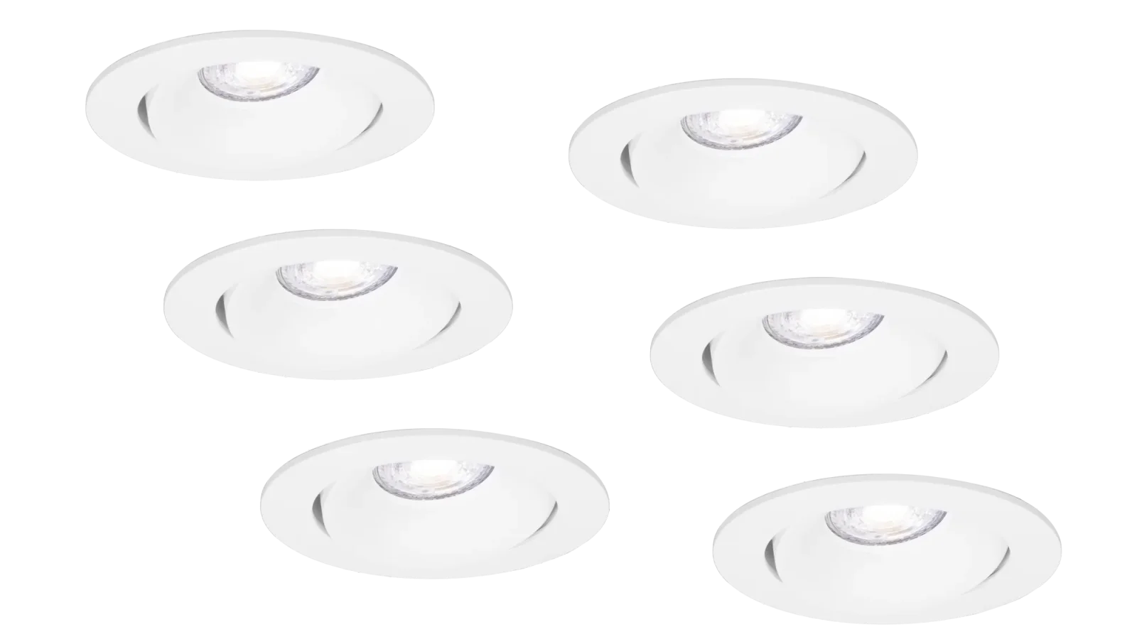 LED Inbouwspot Armatuur Set, Rond, Kantelbaar 30°, Wit, 6 stuks