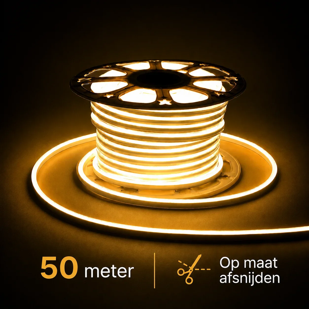 LED strip, 50 meter, Warm Wit 3000K ,COB, High Voltage, 220V, IP65