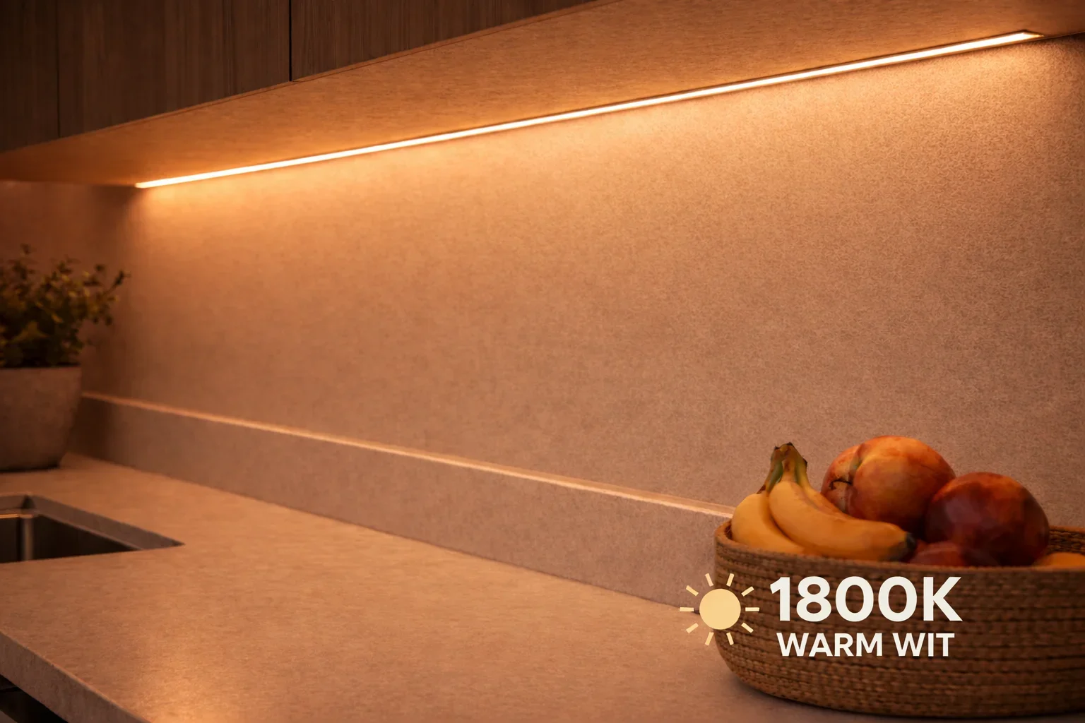 LED strip, 50 meter, Amber 1800K, COB Leds, High Voltage, 220V, IP65