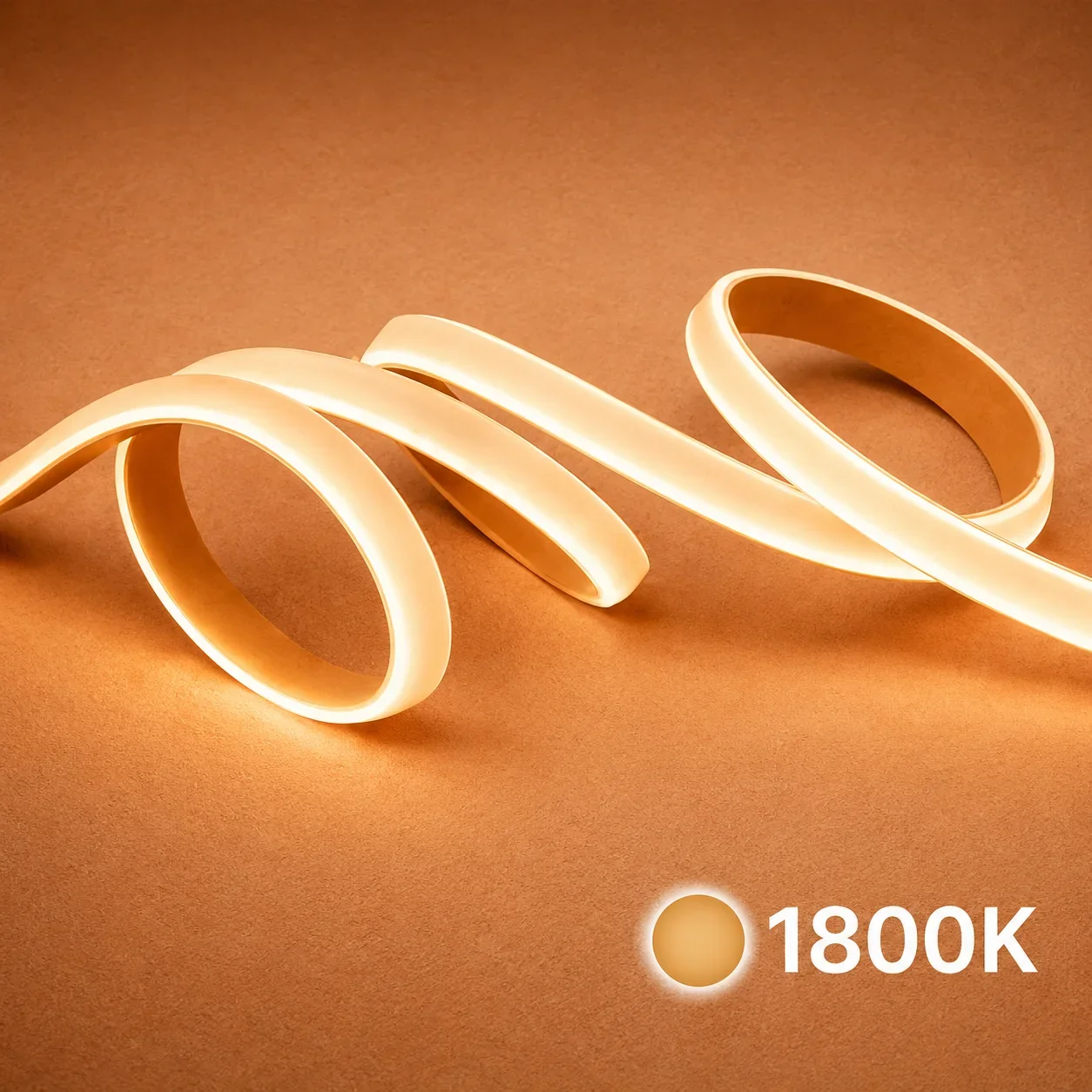 LED strip, 50 meter, Amber 1800K, COB Leds, High Voltage, 220V, IP65