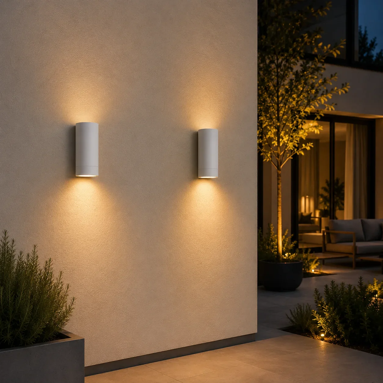 LED Wandlamp, GU10, IP65, Aluminium, Wit, Rond