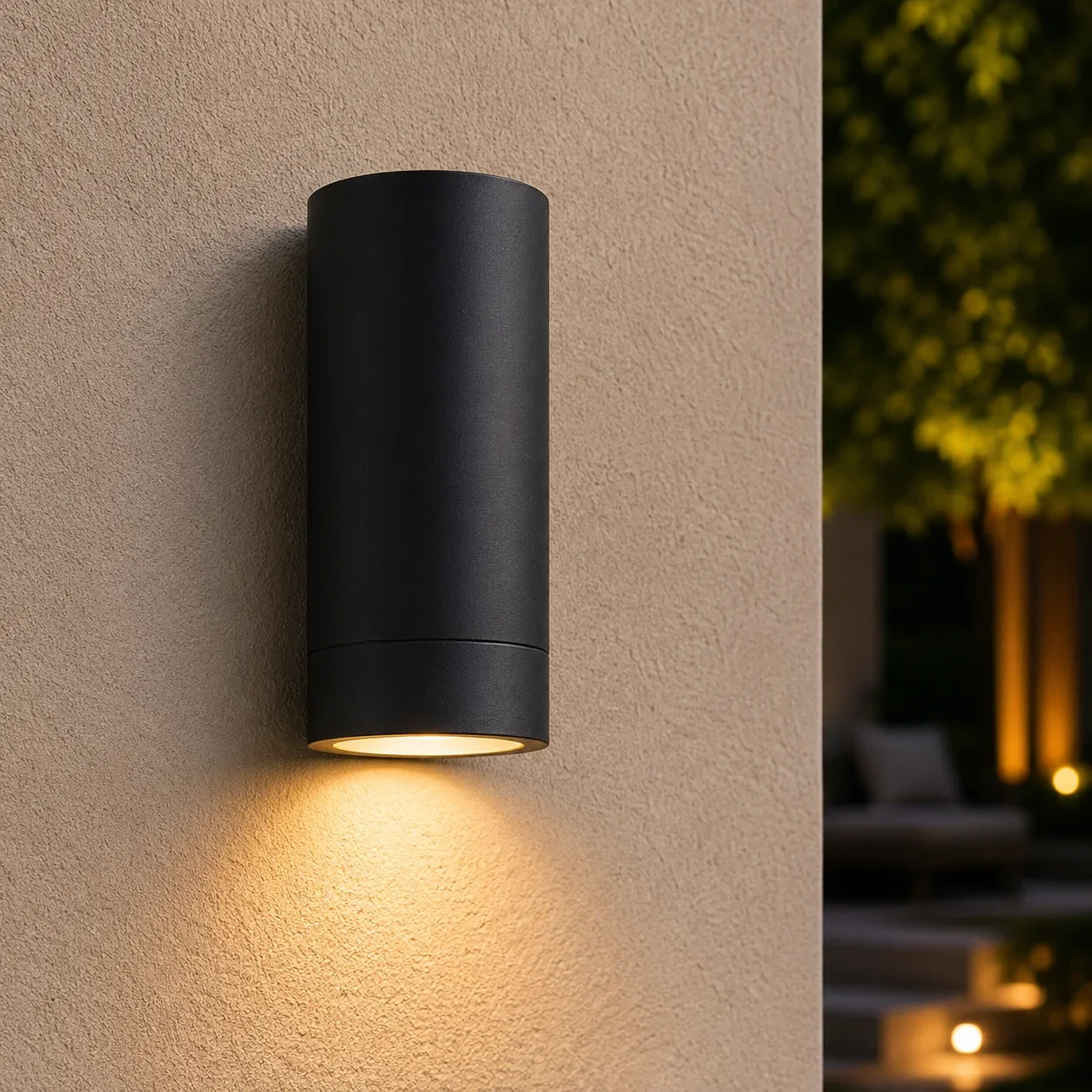 Moderne wandlamp, GU10 fitting, Aluminium, IP65, Zwart
