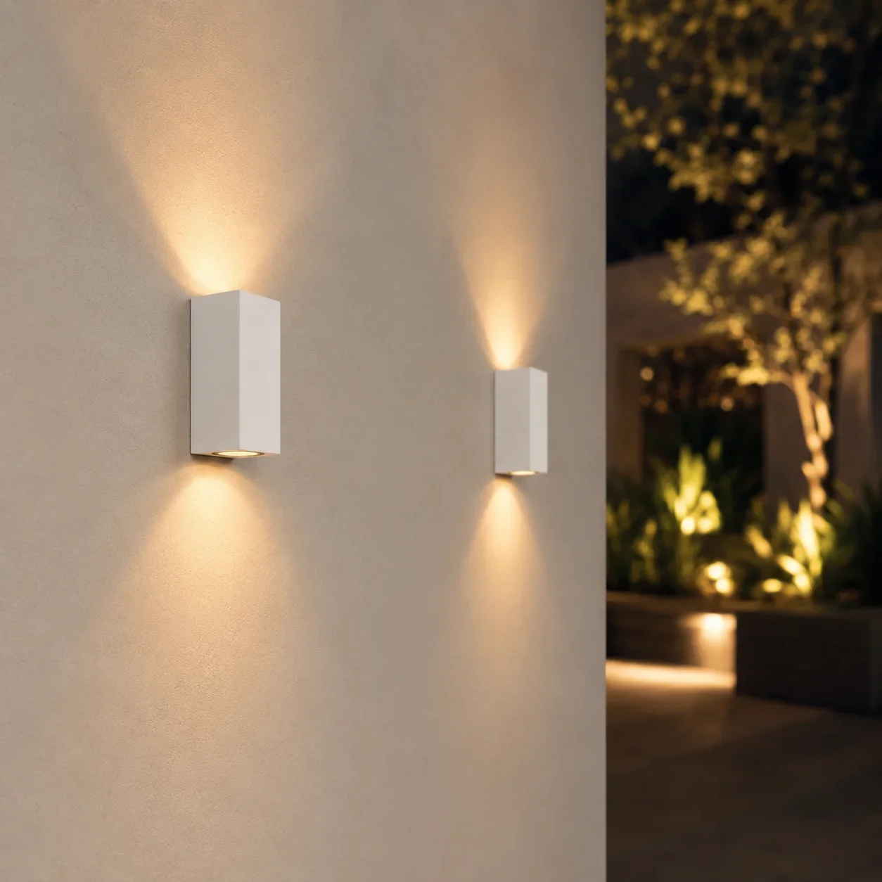 Moderne wandlamp, GU10 fitting, Aluminium, IP65, Wit