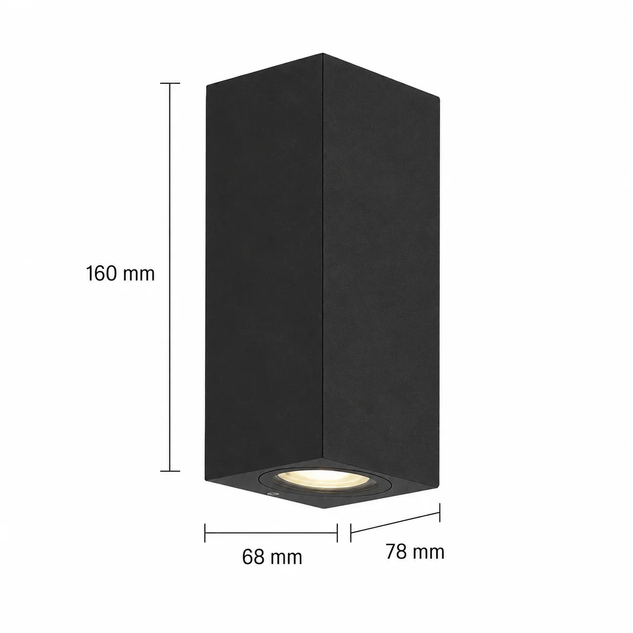 Moderne wandlamp, GU10 fitting, Aluminium, IP65, Zwart