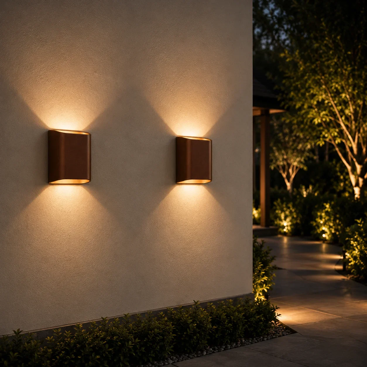 Moderne wandlamp corten, 2x5W, CCT, Aluminium, IP65