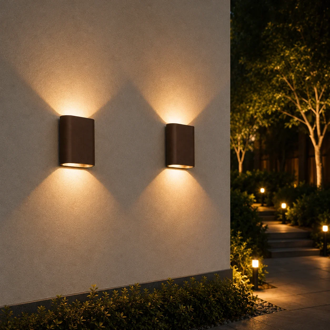 Moderne wandlamp corten, 2x5W, CCT, Aluminium, IP65