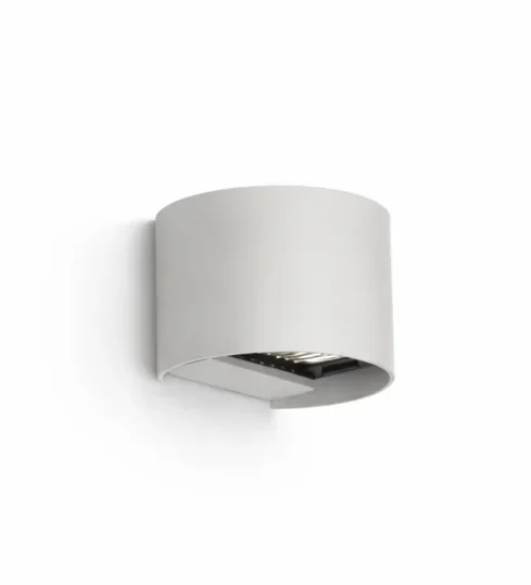 Moderne Ronde Wandlamp, Aluminium, Wit, 135x120mm