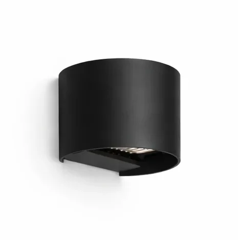 Moderne Ronde Wandlamp, Aluminium, Zwart, 135x120mm