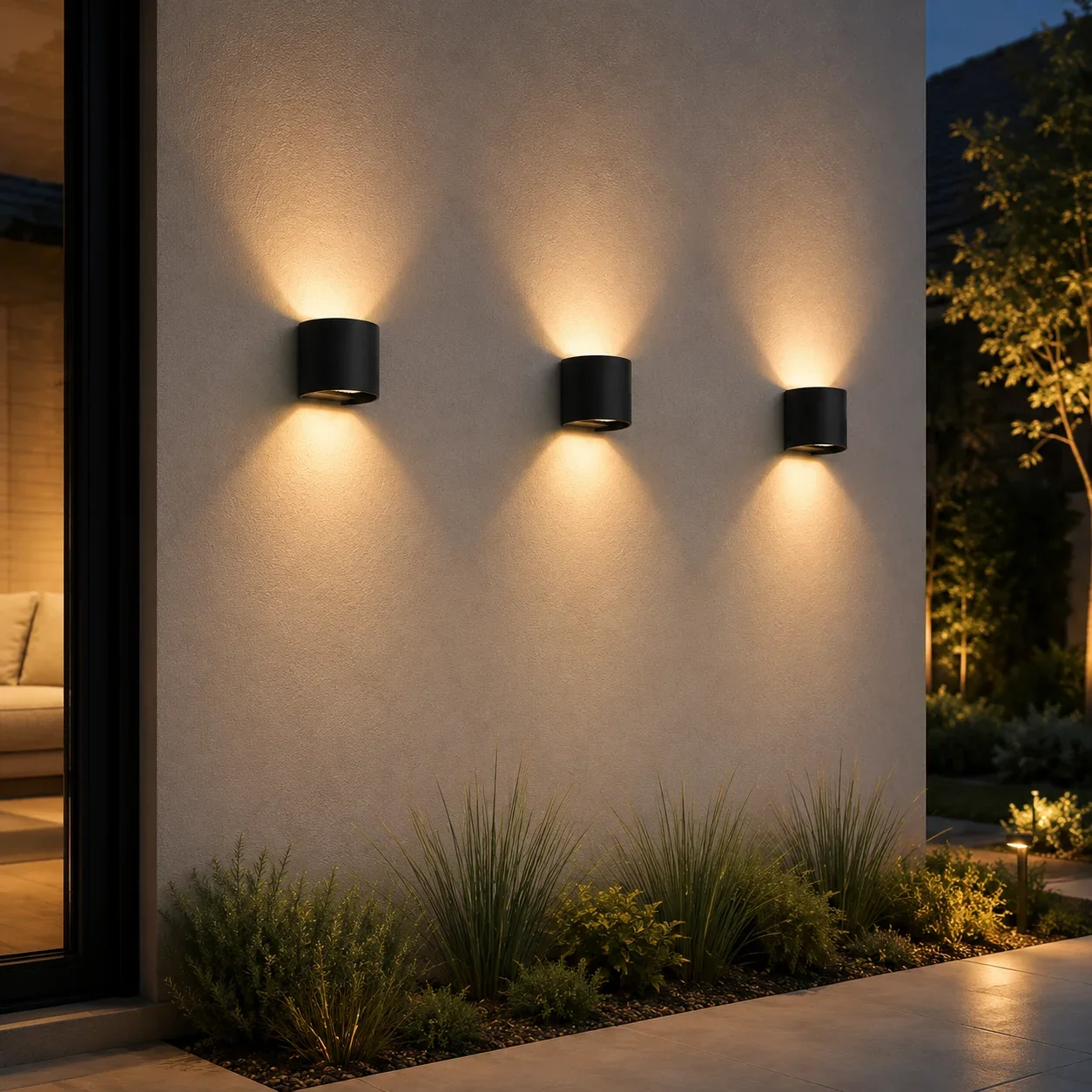 Moderne Ronde Wandlamp, Aluminium, Zwart, 135x120mm