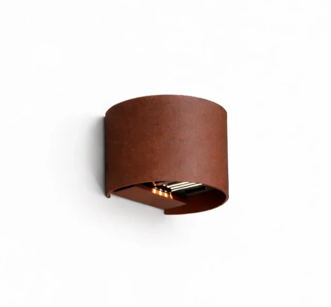 Moderne Ronde Wandlamp, Aluminium, Corten, 135x120mm
