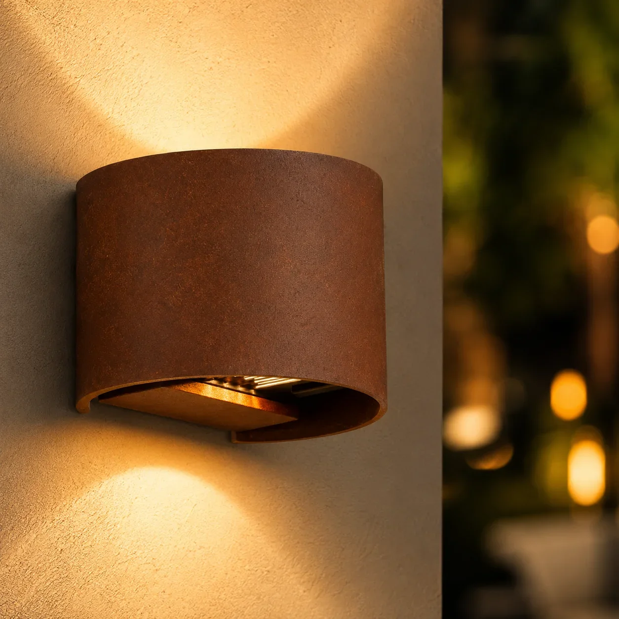 Moderne Ronde Wandlamp, Aluminium, Corten, 135x120mm