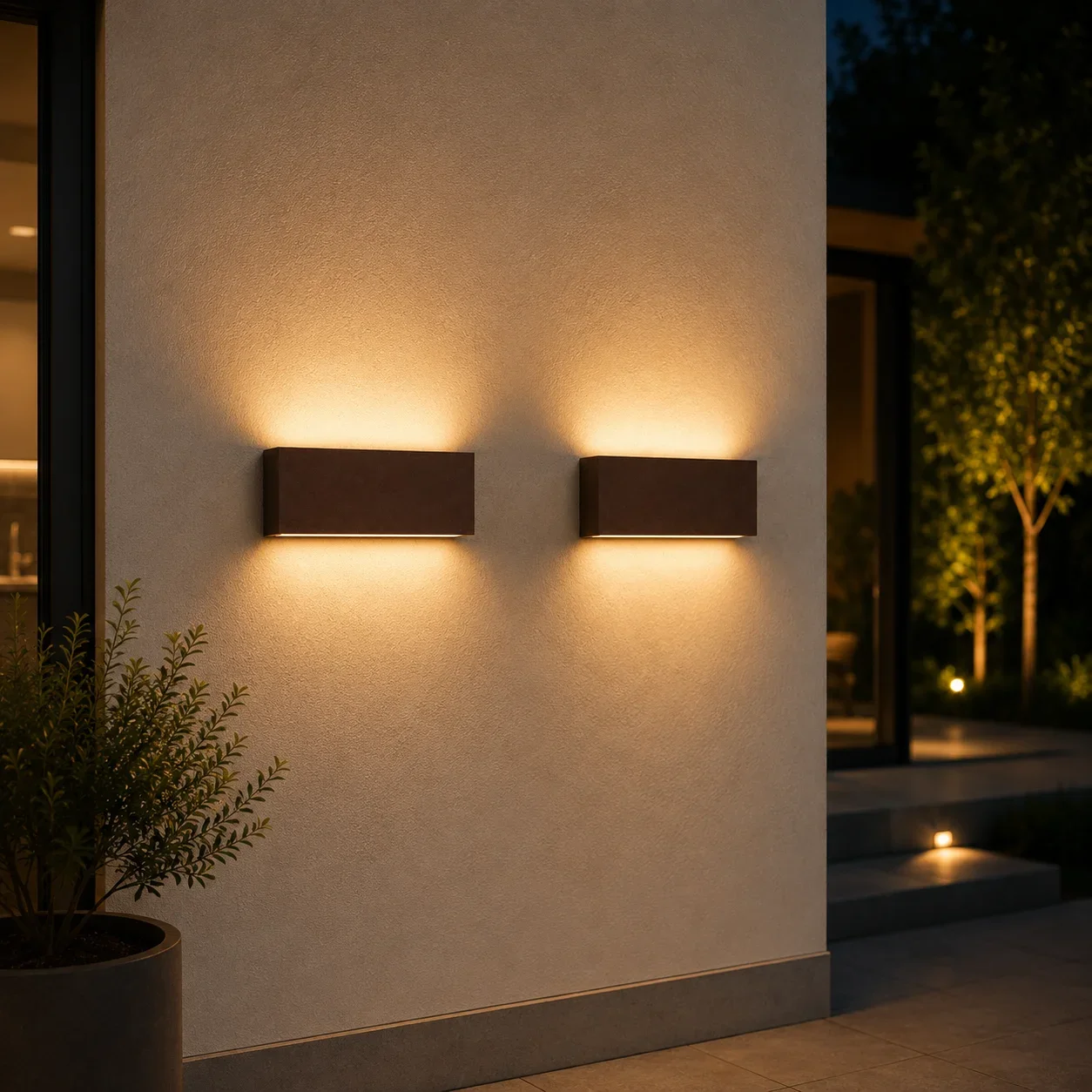 Moderne wandlamp corten, 2x5W, CCT, Aluminium, IP65