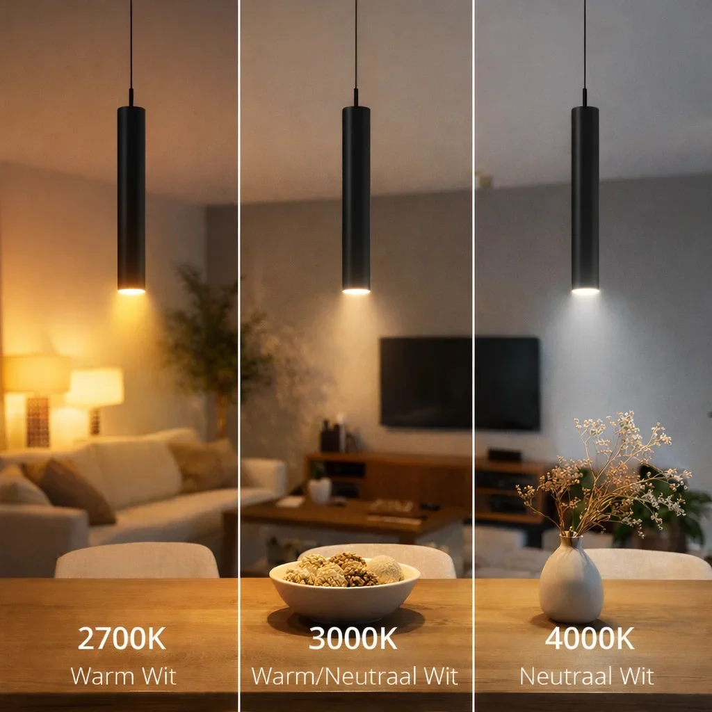 LED pendelarmatuur, 5W, 3CCT, dimbaar, Zwart