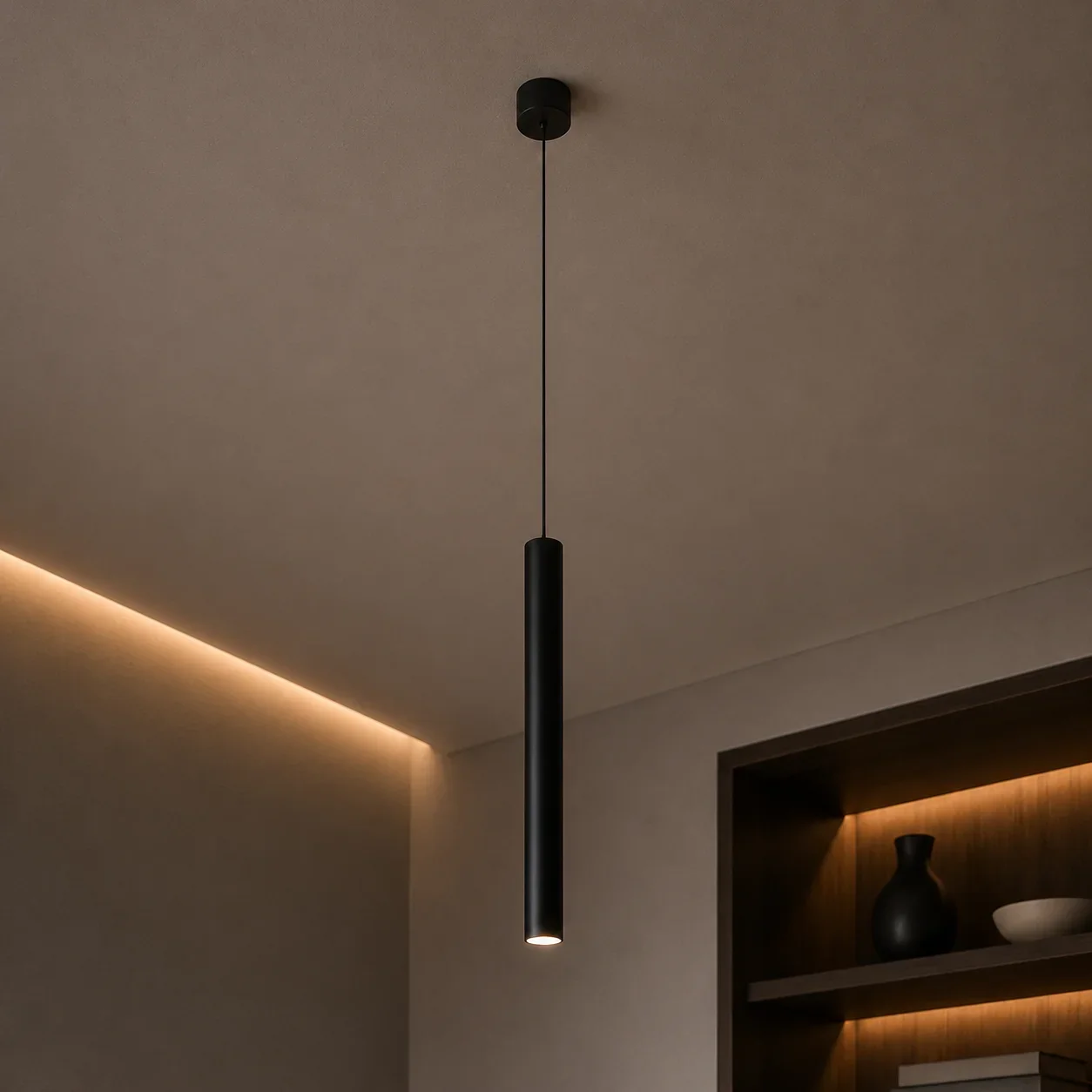 LED pendelarmatuur, 5W, 3CCT, dimbaar, Zwart
