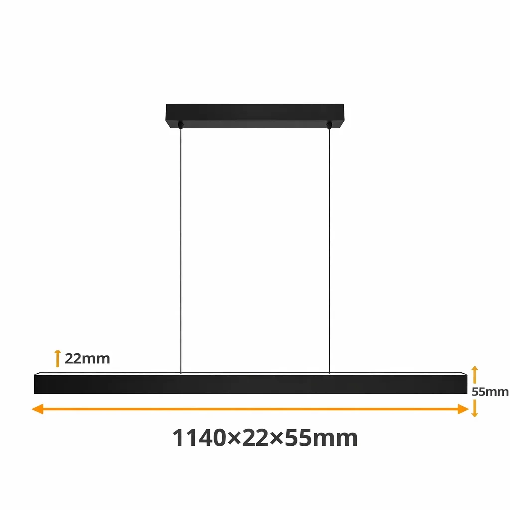 LED lineair pendelarmatuur, 36W, 3CCT, sensor, 1140mm