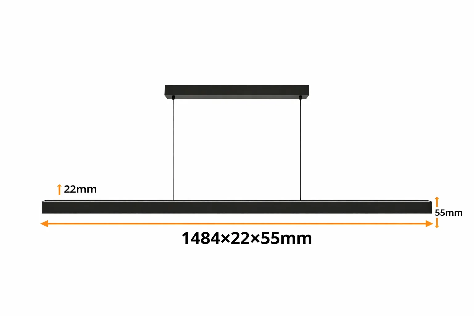 LED lineair pendelarmatuur, 36W, 3CCT, sensor, 1484mm