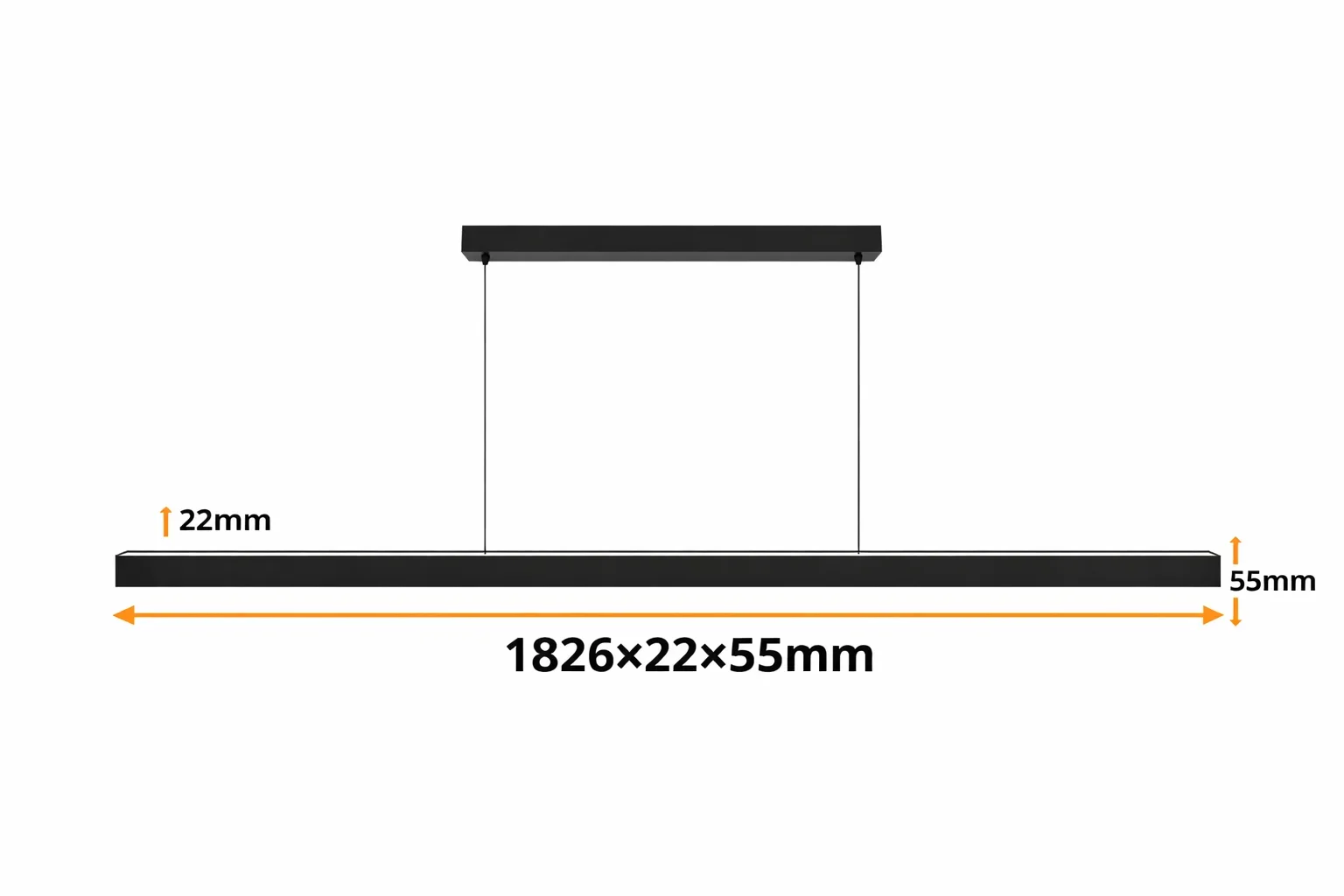 LED lineair pendelarmatuur, 36W, 3CCT, sensor, 1826mm