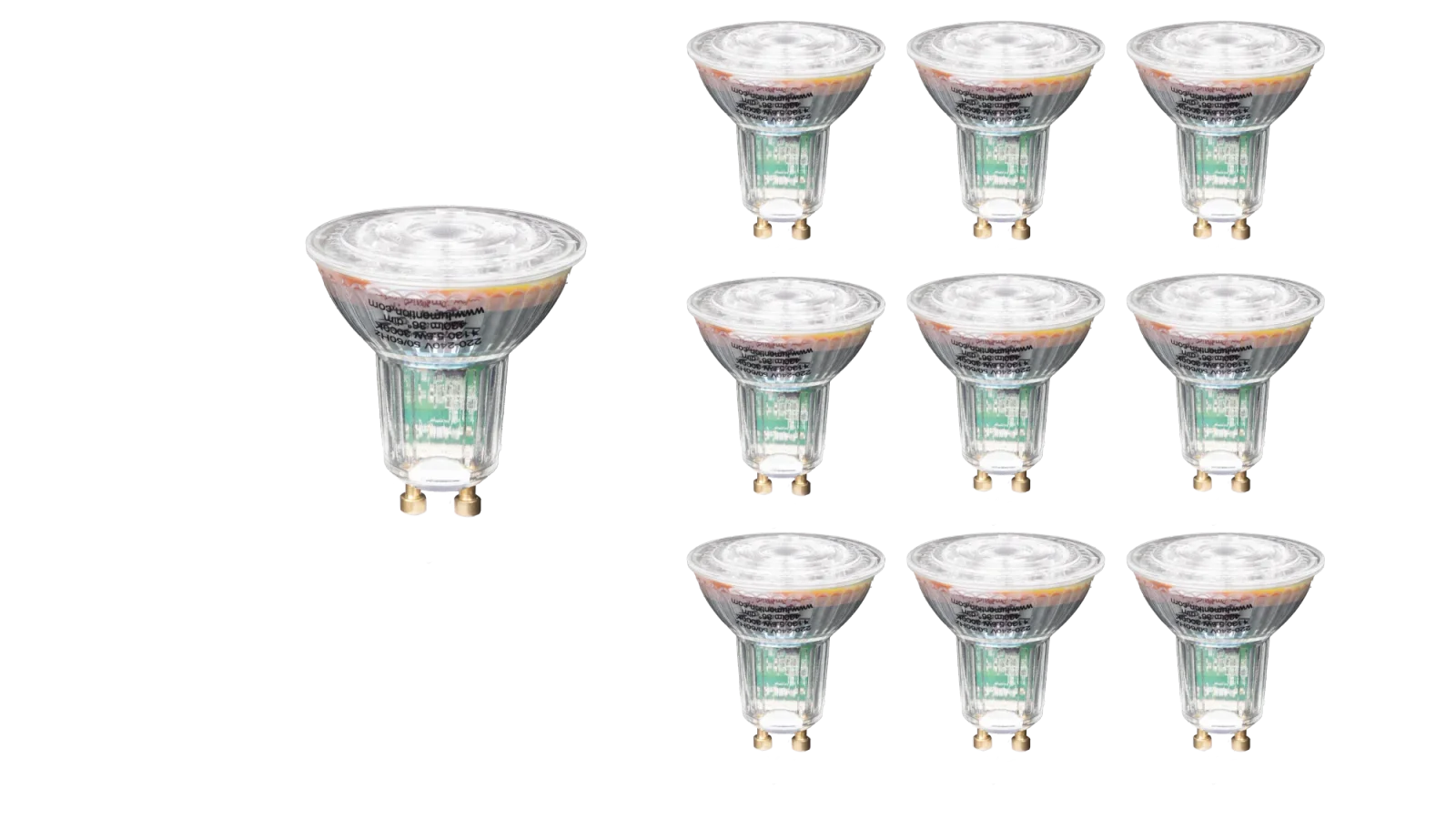 Dimbare GU10 LED Spot Set, 5.5W, 2700K, IP20, 10 stuks