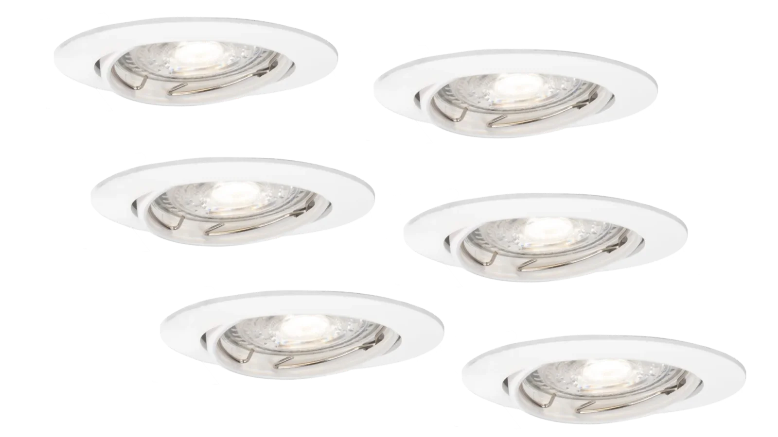 LED Inbouwspot Armatuur Set, Ø82xH22 mm, IP20, Kantelbaar 30°, Wit, 6 stuks