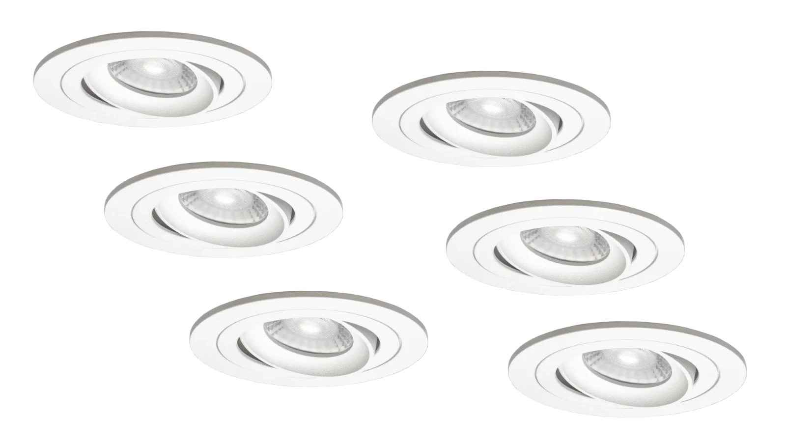 LED GU10 Inbouwspot Armatuur Set, Ø92xH23 mm, Kantelbaar, Wit, 6 stuks