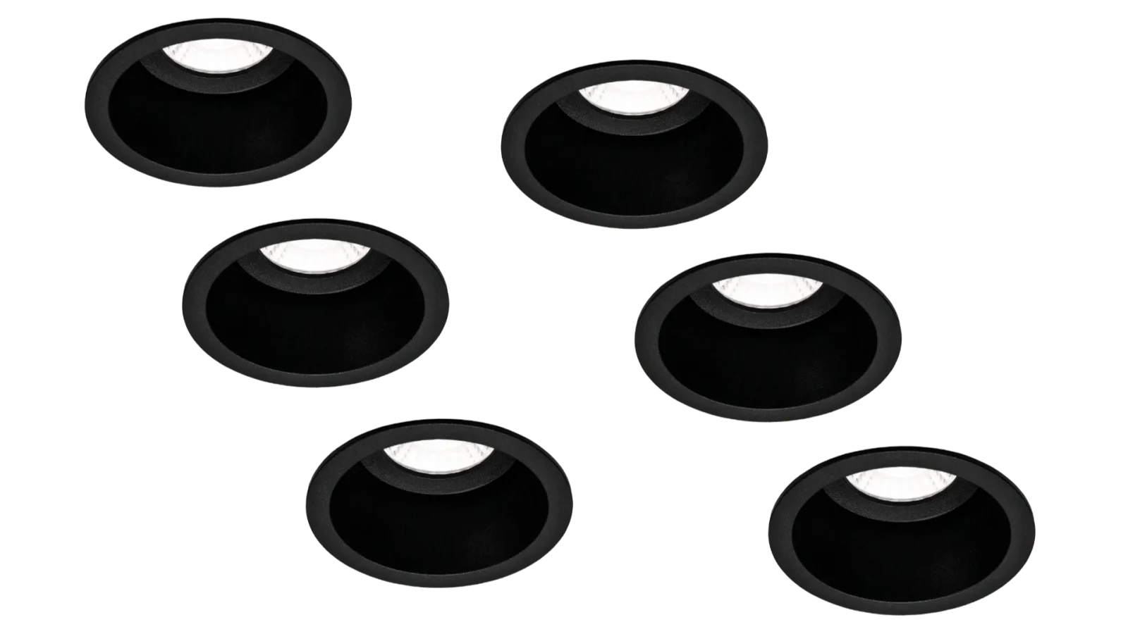 LED Inbouwspot Armatuur Set, Ø85xH50 mm, Rond, Mat Zwart, 6 stuks