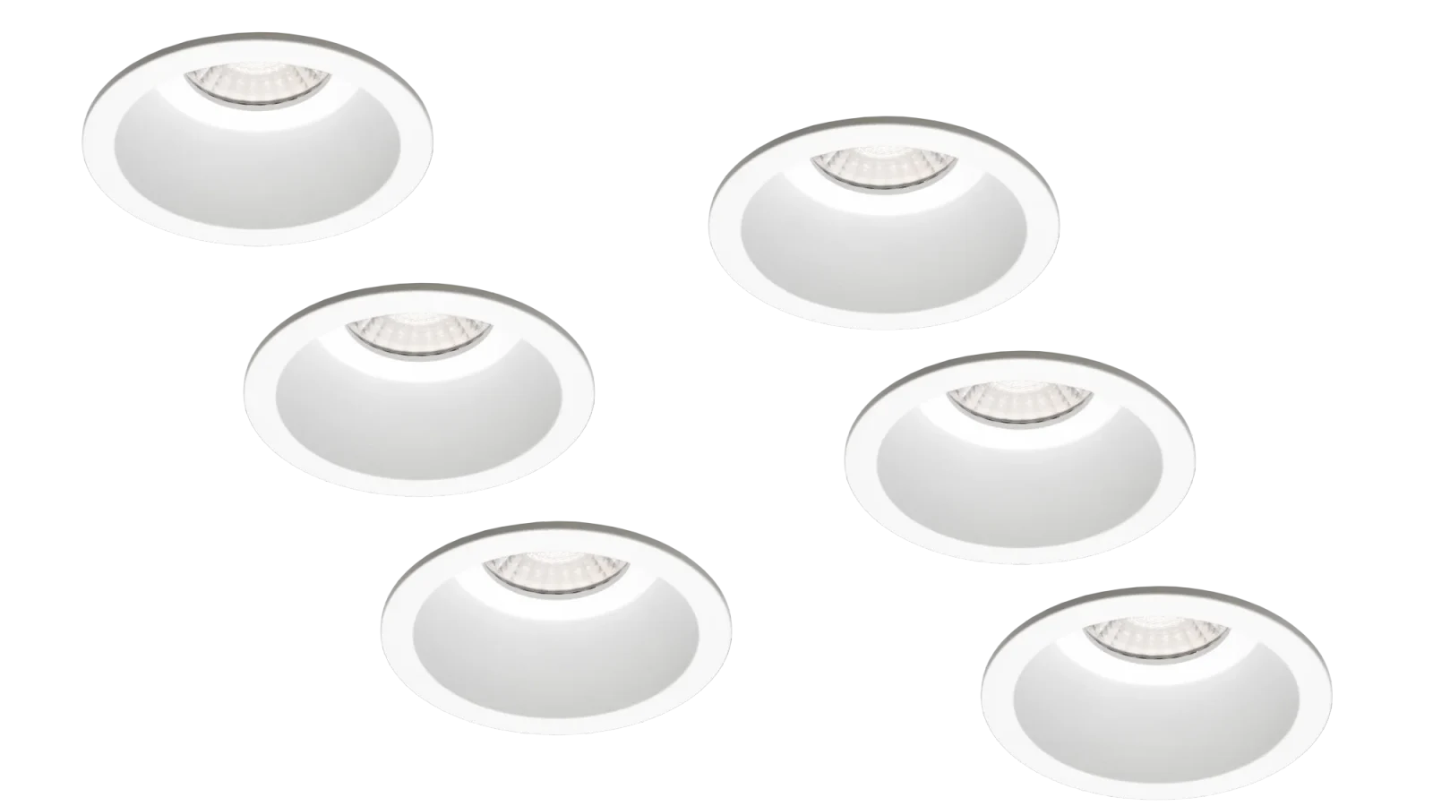 LED Inbouwspot Armatuur Set, Ø85xH50 mm, IP54, Rond, Wit, 6 stuks