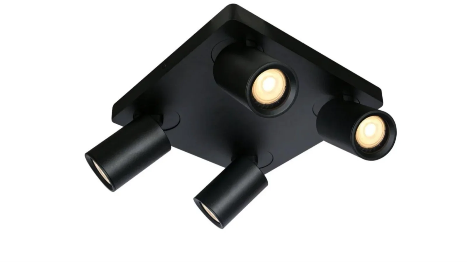 LED Plafondspot vierkant, Opbouw, 4-Lichts, Kantelbaar, Dimbaar, GU10, Zwart