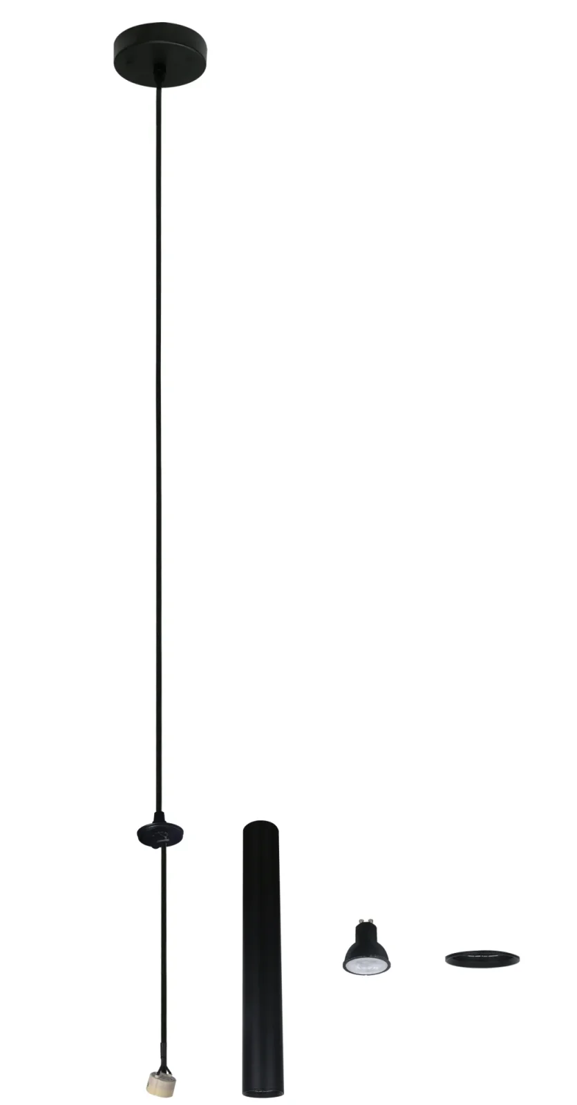 Hanglamp HOLA, Zwart, H1900 mm, Ø100 mm, IP20