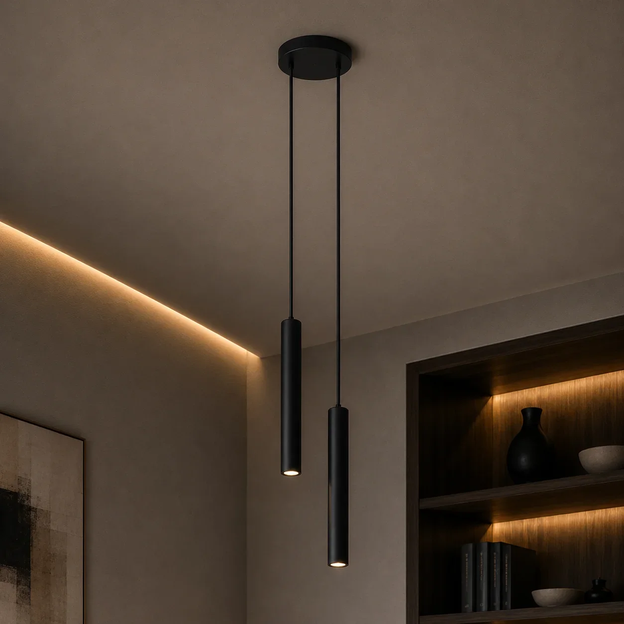 Hanglamp HOLA 2, Zwart, 2-Lichts, Ø170 mm, IP20