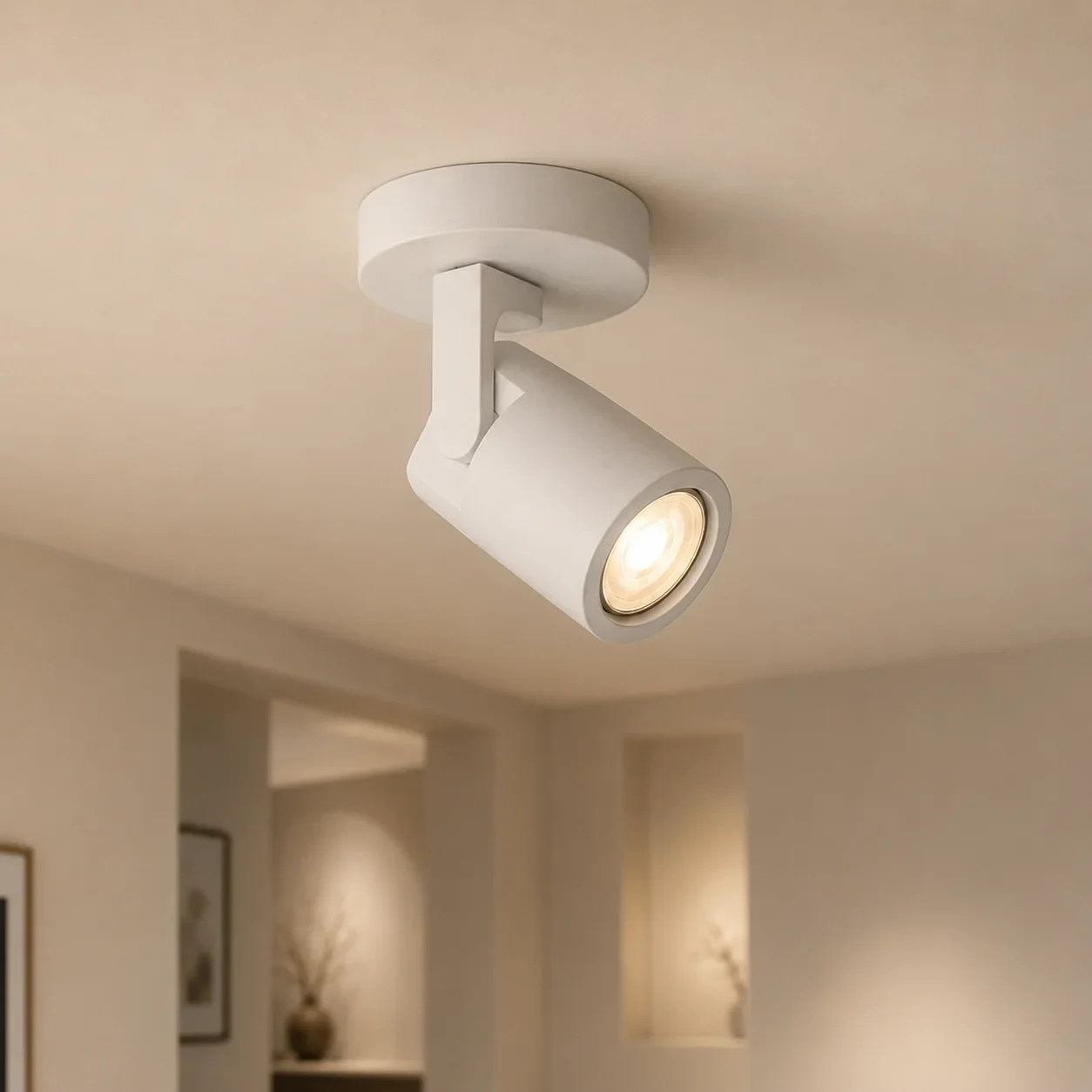 Plafondspot SOLO, Rond, Kantelbaar, GU10, IP20, Wit