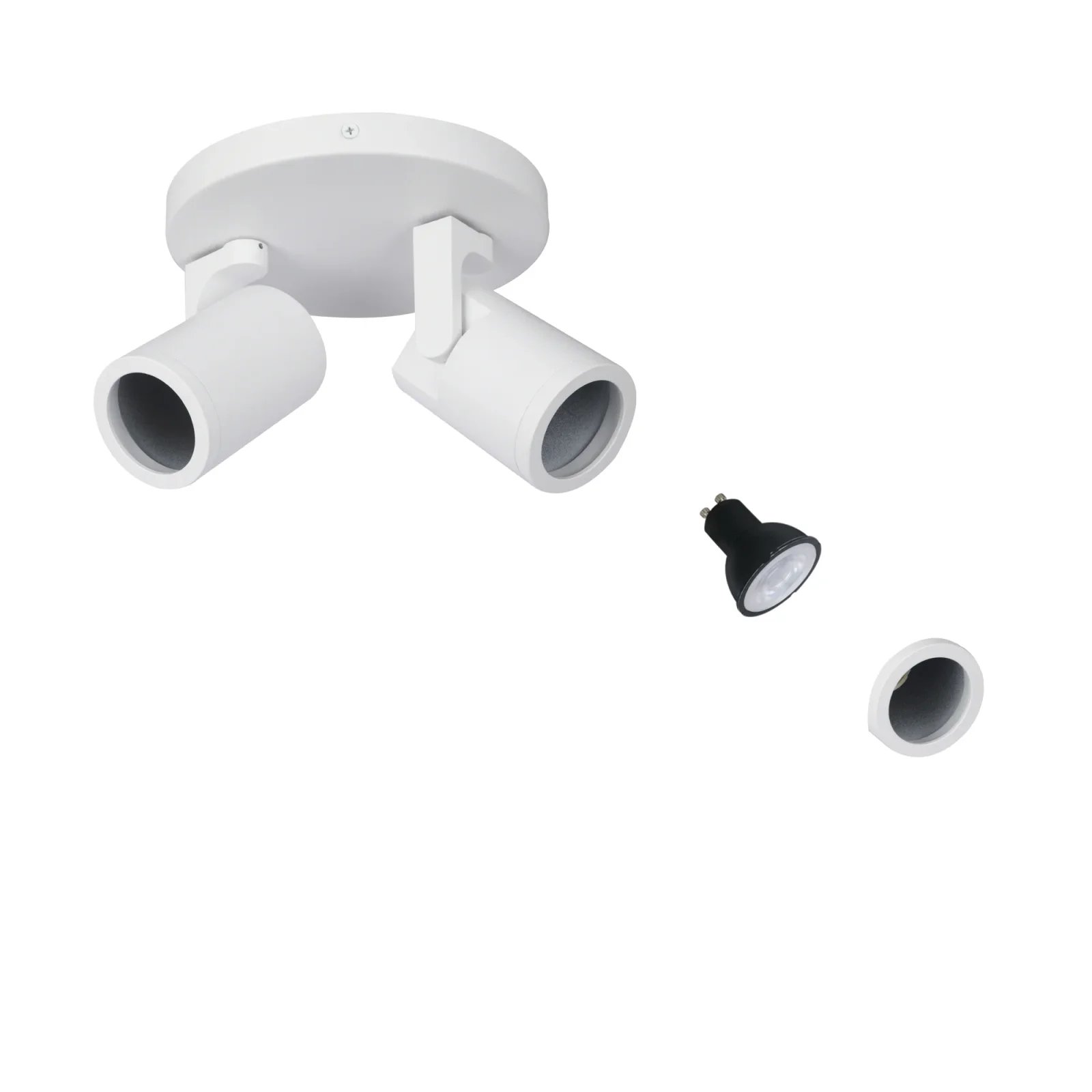 Plafondspot SOLO2, Rond, 2-Lichts, Kantelbaar, GU10, IP20, Wit