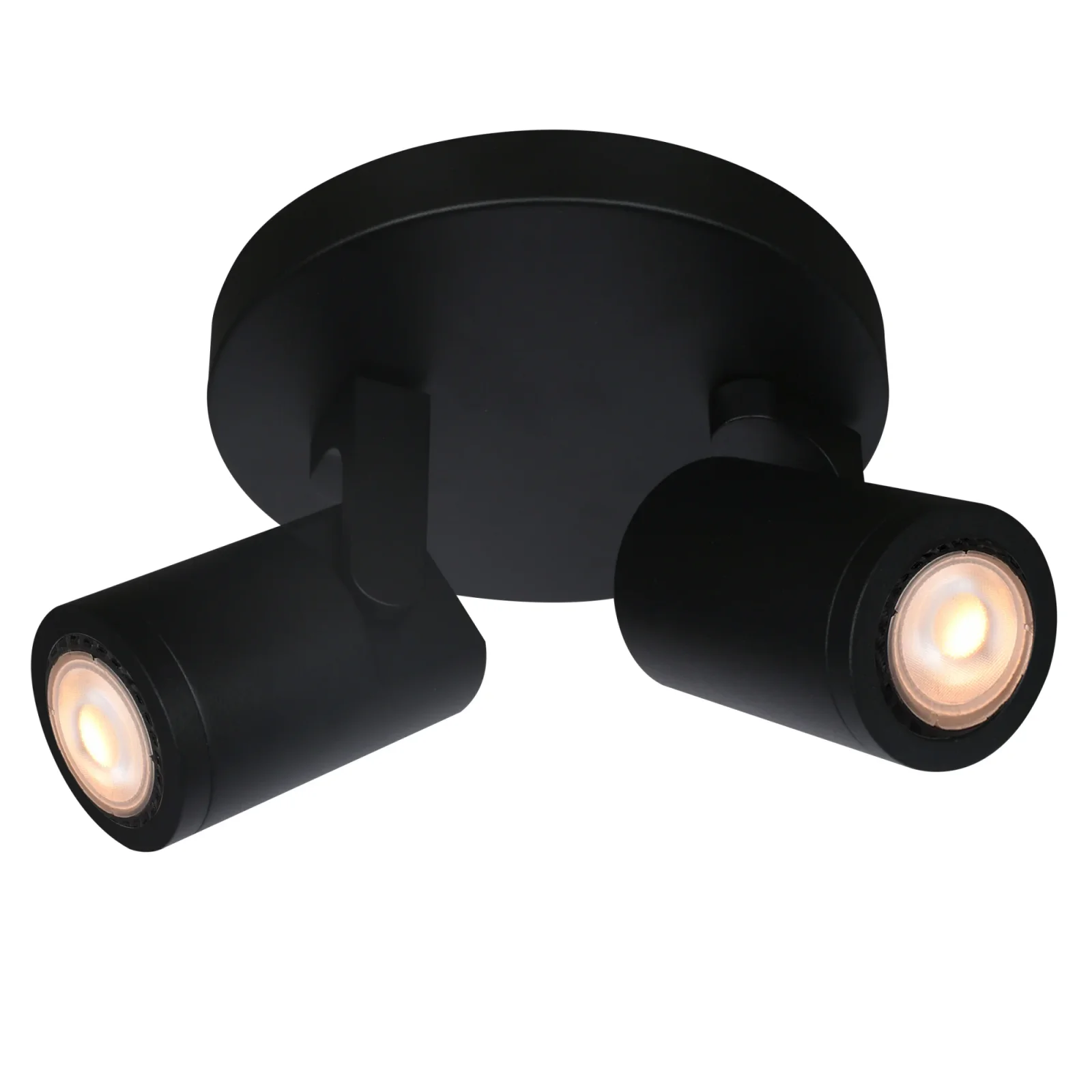 Plafondspot SOLO2, Rond, 2-Lichts, Kantelbaar, GU10, IP20, Zwart
